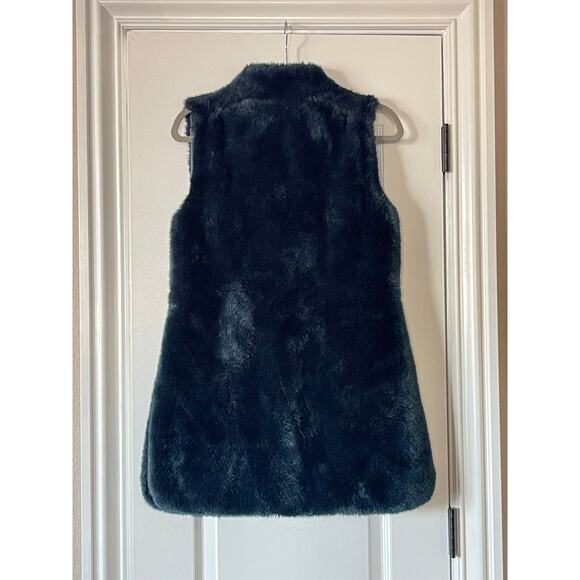 Vince Camuto Blue Faux Fur Vest Cinch Waist Size X Small - Picture 3 of 7